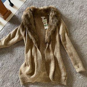 Charter Club sweater with faux fur collar